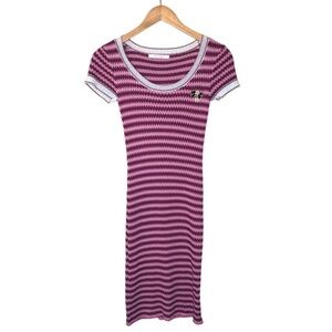 MS Studio Knitted Fitted Midi Dress Short Sleeve Side Slit 90’s Y2K Girlhood XS